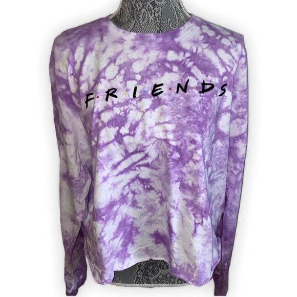 FRIENDS custom tie dye long sleeve cropped top - Picture 1 of 10